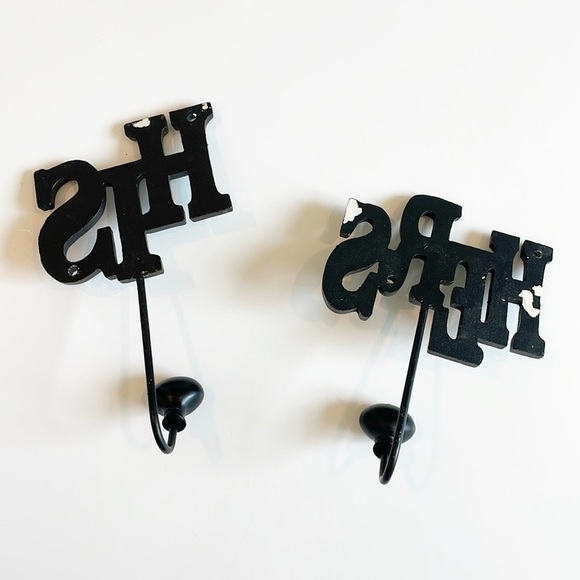 Black His and Hers Wall Hooks - Picture 2 of 2